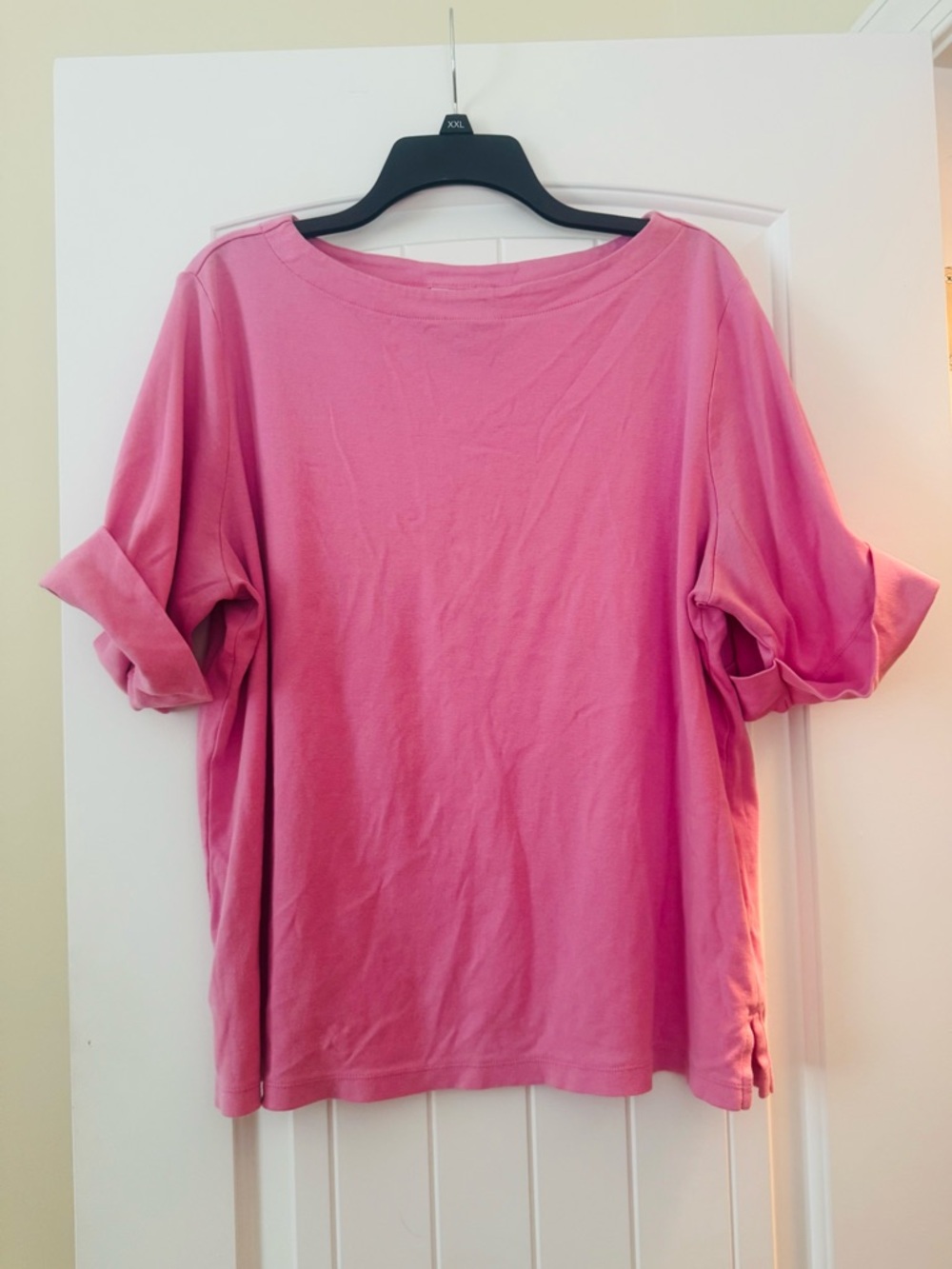 Karen Scott Women’s Pink Boatneck cuffed Short-Sleeve Top